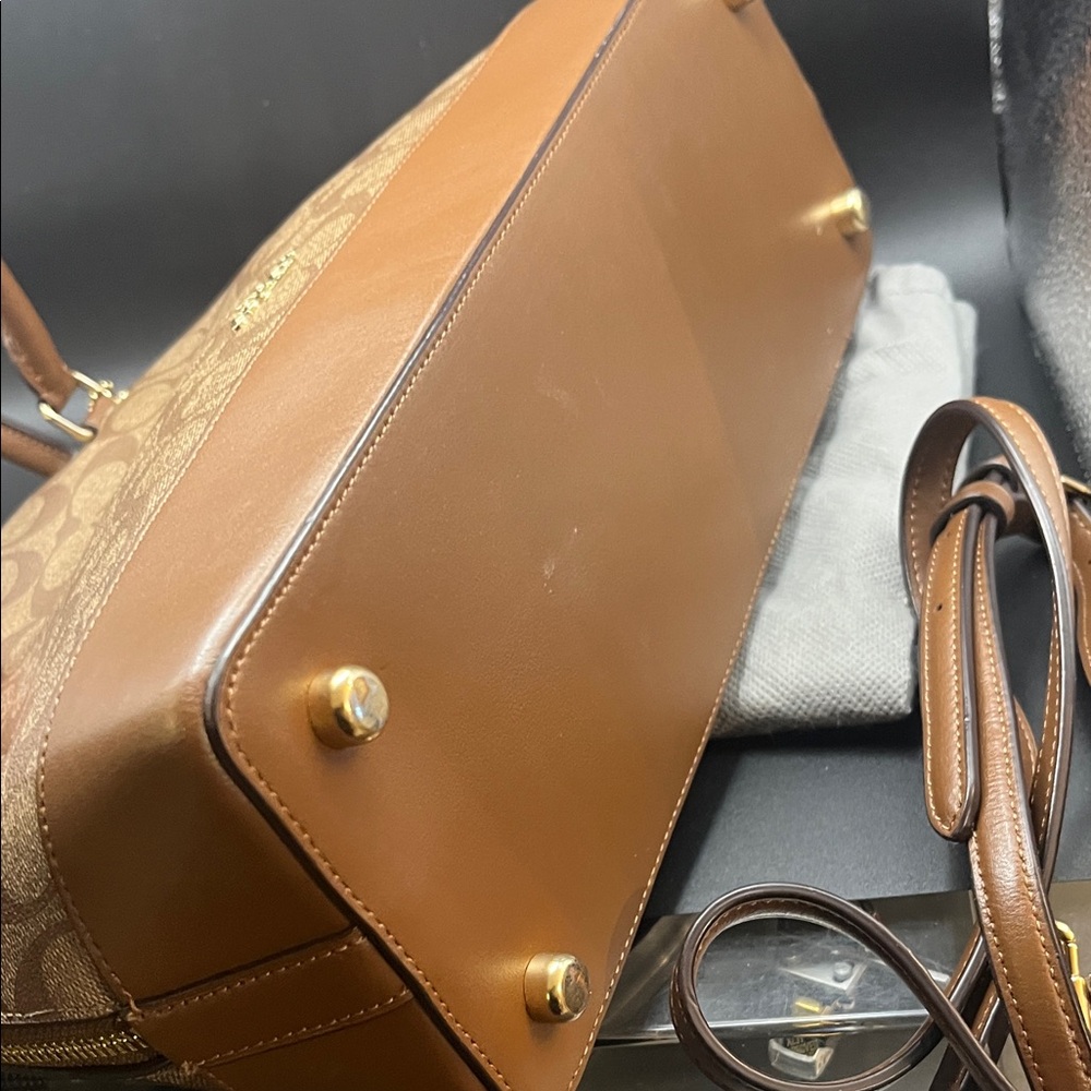 Coach Sierra Satchel 2 signature Canvas Khaki Brown Leather Bag - Picture 4 of 8